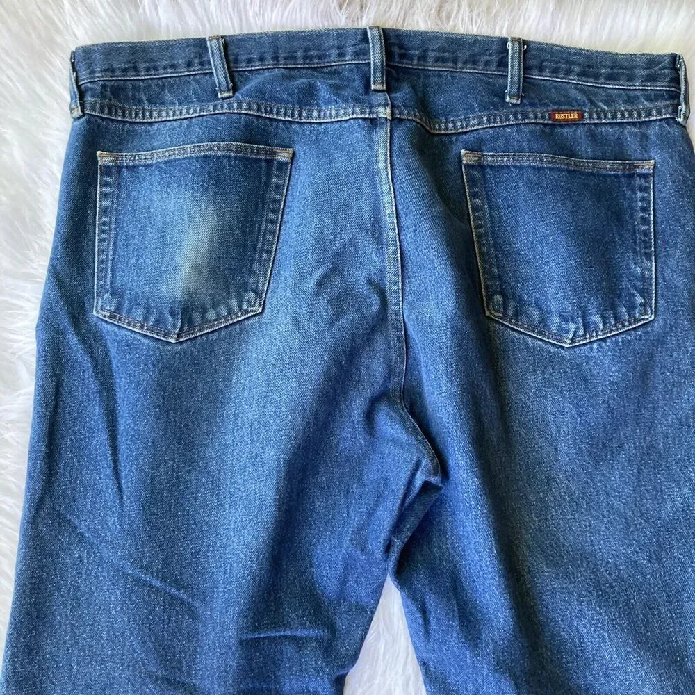 Rustler Jeans Sz 42x30 Mens Bootcut Blue Denim Work Outdoors Casual Camping Hike - Picture 6 of 7